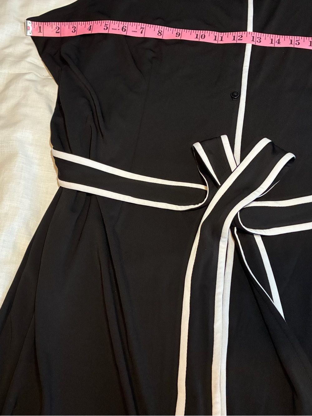 Talbots tipped jersey shirtdress in black with white contrast piping Trim - 2Xp - Picture 10 of 16